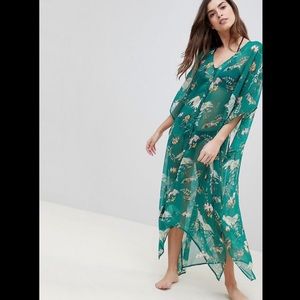 Y.A.S Green Crane Kimono Beach Coverup